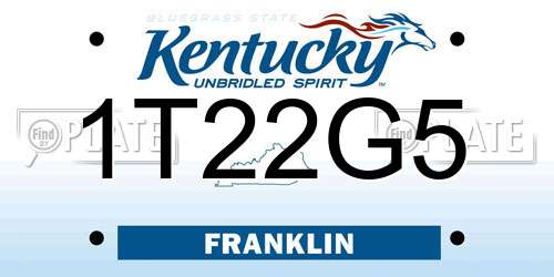 1T22G5 Kentucky License Plate