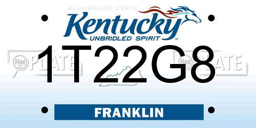 1T22G8 Kentucky License Plate