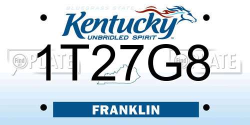 1T27G8 Kentucky License Plate