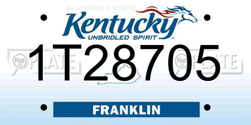 1T28705 Kentucky License Plate