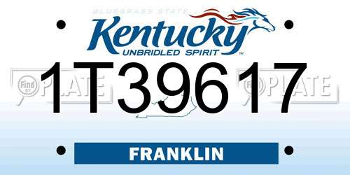 1T39617 Kentucky License Plate