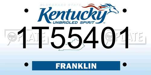 1T55401 Kentucky License Plate