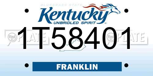 1T58401 Kentucky License Plate