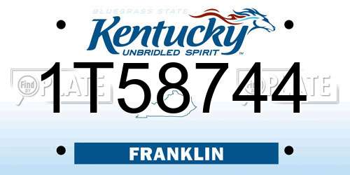 1T58744 Kentucky License Plate