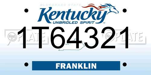 1T64321 Kentucky License Plate