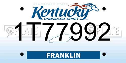 1T77992 Kentucky License Plate