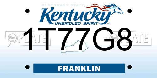 1T77G8 Kentucky License Plate