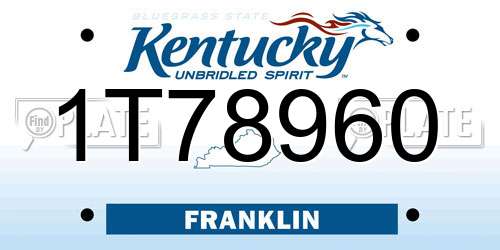 1T78960 Kentucky License Plate