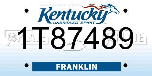 1T87489 Kentucky License Plate