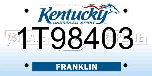 1T98403 Kentucky License Plate