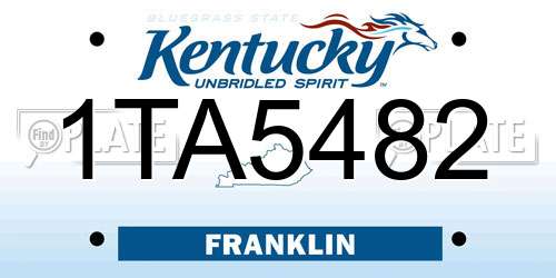 1TA5482 Kentucky License Plate