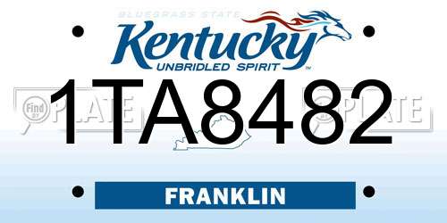 1TA8482 Kentucky License Plate