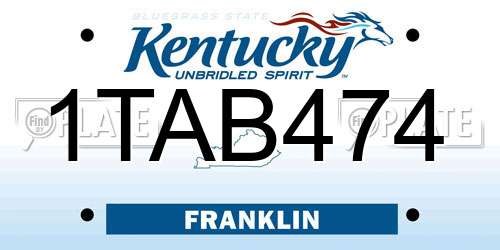 1TAB474 Kentucky License Plate