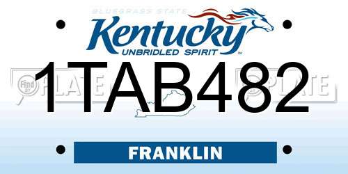 1TAB482 Kentucky License Plate