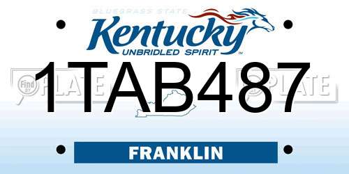 1TAB487 Kentucky License Plate