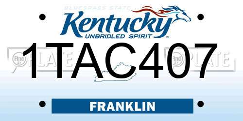 1TAC407 Kentucky License Plate