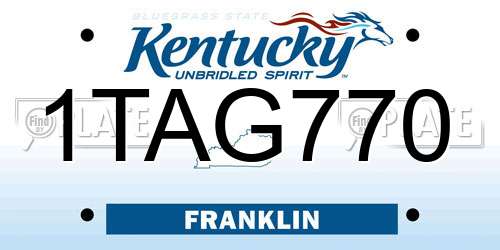 1TAG770 Kentucky License Plate