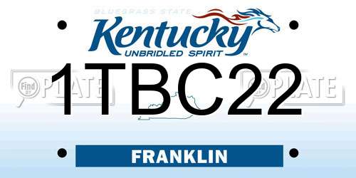1TBC22 Kentucky License Plate