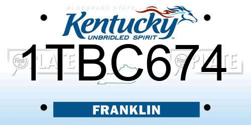 1TBC674 Kentucky License Plate