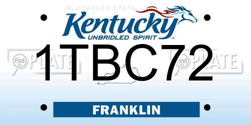 1TBC72 Kentucky License Plate