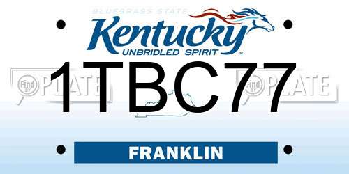 1TBC77 Kentucky License Plate