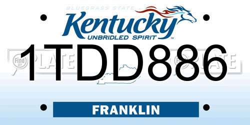 1TDD886 Kentucky License Plate
