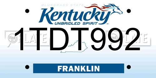 1TDT992 Kentucky License Plate