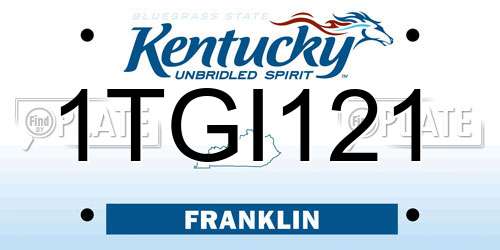 1TGI121 Kentucky License Plate