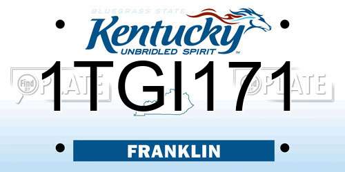 1TGI171 Kentucky License Plate