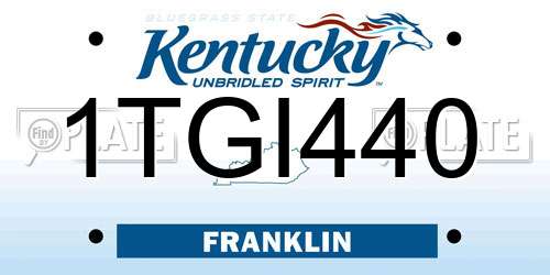 1TGI440 Kentucky License Plate