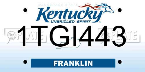 1TGI443 Kentucky License Plate