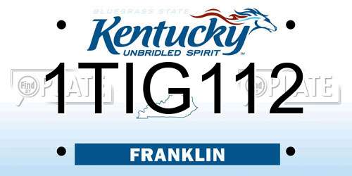1TIG112 Kentucky License Plate