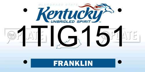 1TIG151 Kentucky License Plate