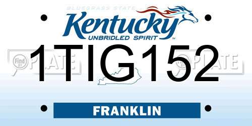 1TIG152 Kentucky License Plate