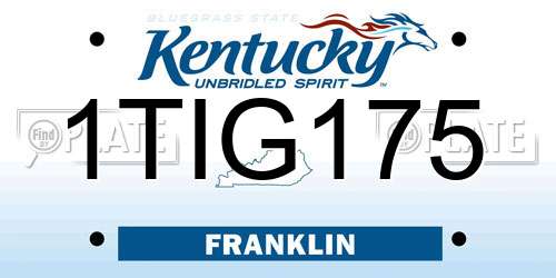 1TIG175 Kentucky License Plate