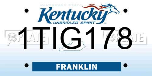 1TIG178 Kentucky License Plate
