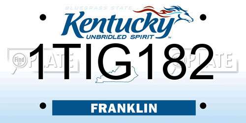1TIG182 Kentucky License Plate