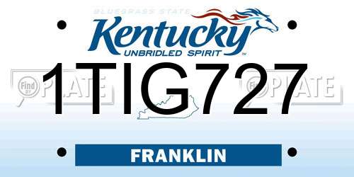1TIG727 Kentucky License Plate