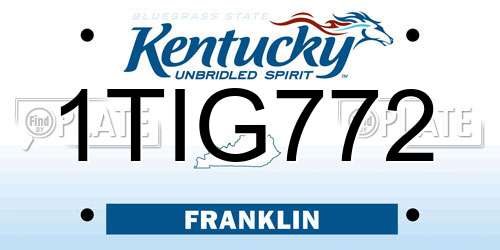 1TIG772 Kentucky License Plate