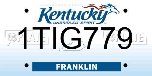 1TIG779 Kentucky License Plate