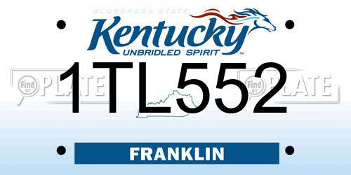 1TL552 Kentucky License Plate