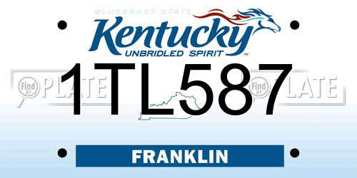 1TL587 Kentucky License Plate