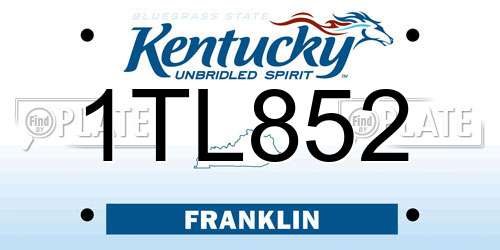 1TL852 Kentucky License Plate