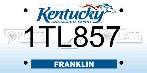 1TL857 Kentucky License Plate