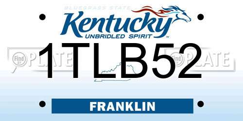 1TLB52 Kentucky License Plate