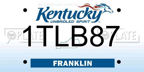 1TLB87 Kentucky License Plate