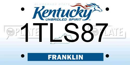 1TLS87 Kentucky License Plate