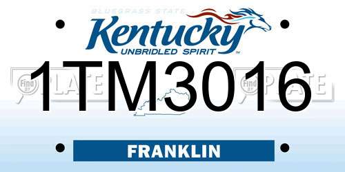 1TM3016 Kentucky License Plate