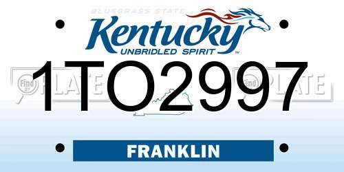 1TO2997 Kentucky License Plate