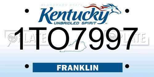 1TO7997 Kentucky License Plate